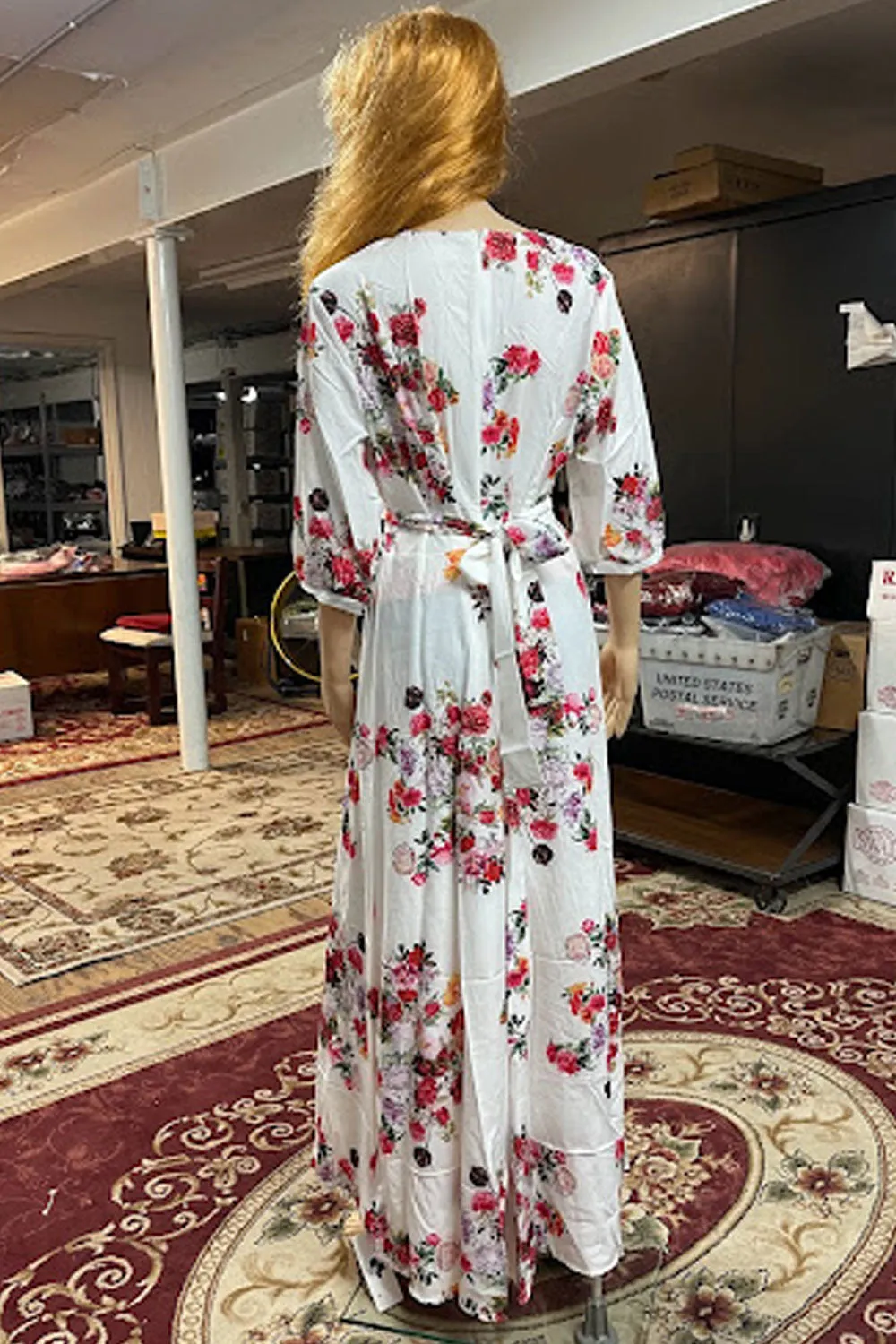 Women Marvelous Floral Printed Round Neck Cozy Sleeve Lovely A-Line Dress - WD118185