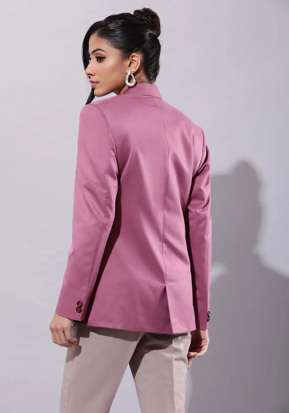 Women pink/mauve single button blazer