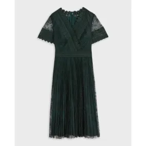 Women Sonyyia-Faux Wrap Lace Midi Dress - Dark-Green
