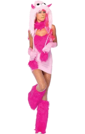Womens Pink Puff Monster Costume