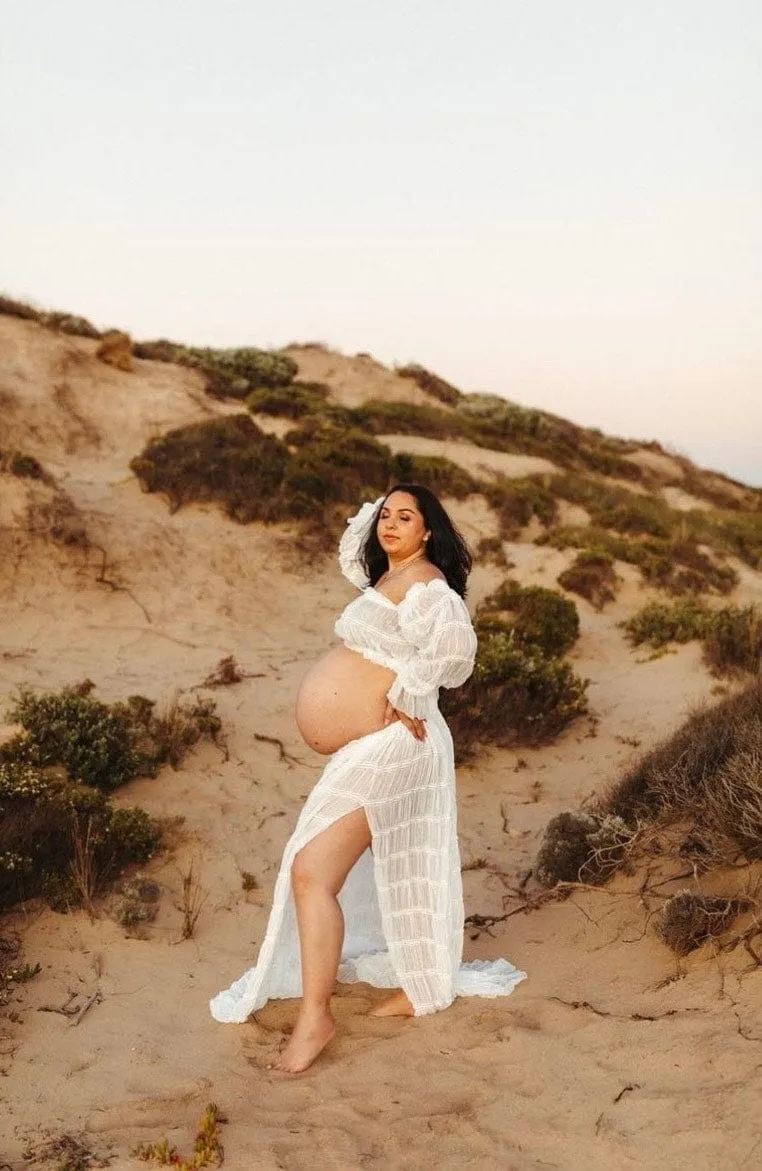 Wonderful Moments Two Piece Photoshoot Set - White - Maternity Photoshoot Dress