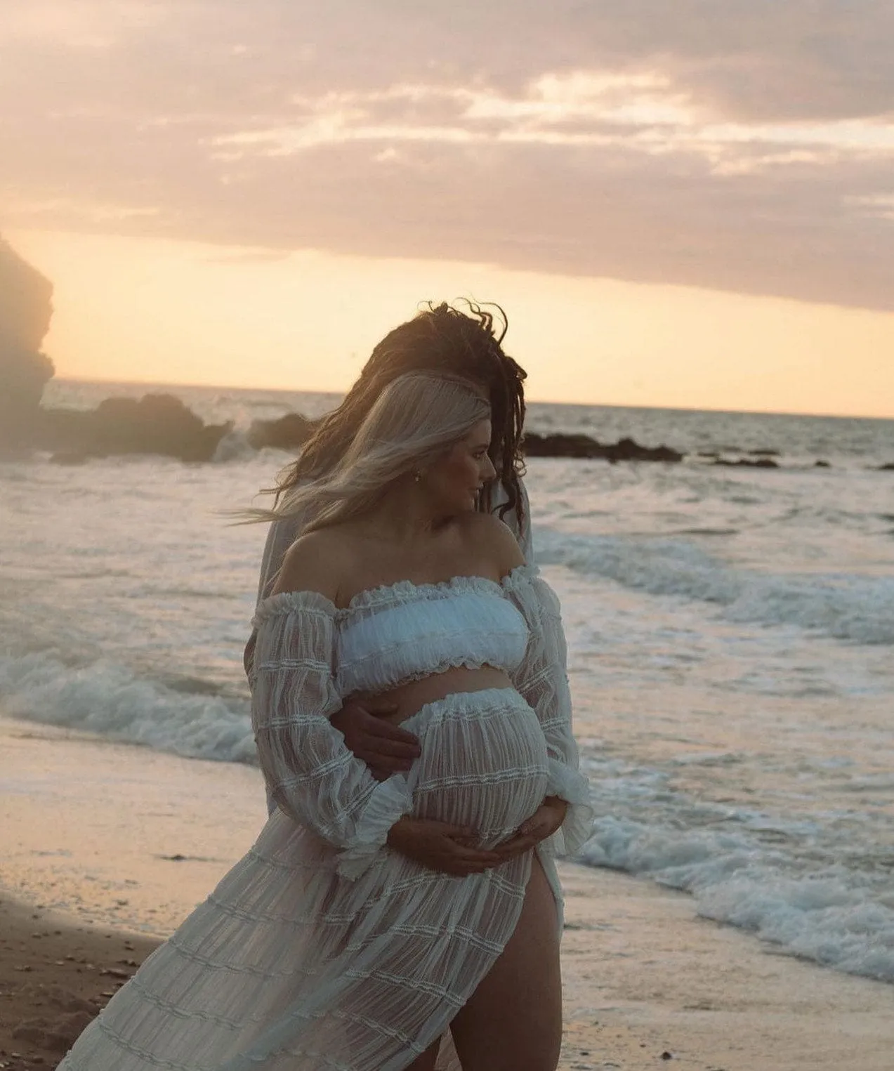 Wonderful Moments Two Piece Photoshoot Set - White - Maternity Photoshoot Dress